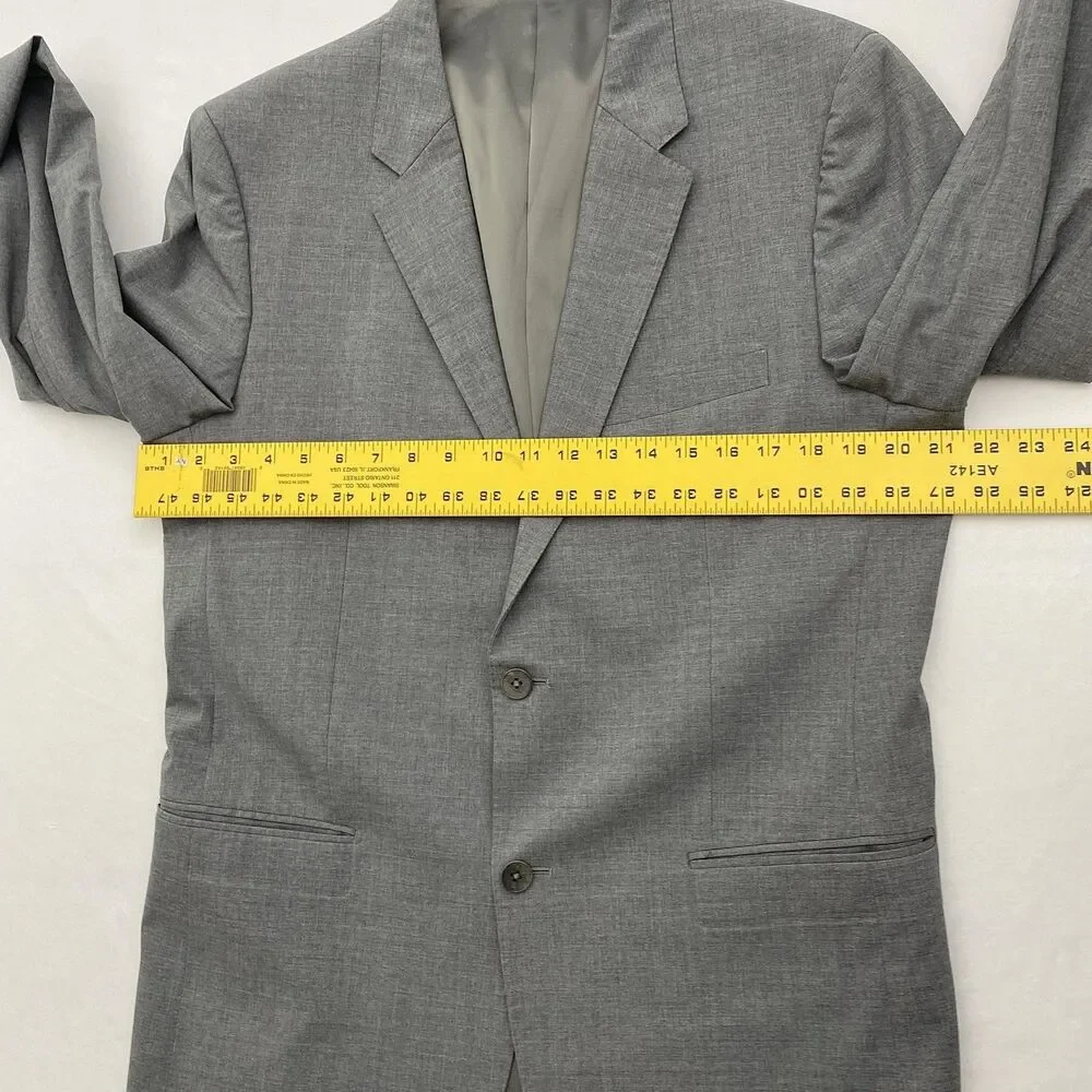 Theory Wool Blazer Mens 44L Gray Sport Coat Single Vent 2 Button Stretch
